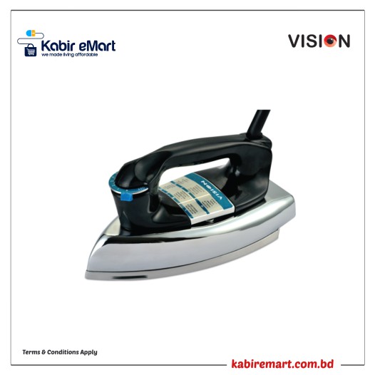 VISION Heavy Electric Iron 1000W with High Quality Body Material and Shock and Burn Proof  VIS-DEI-013