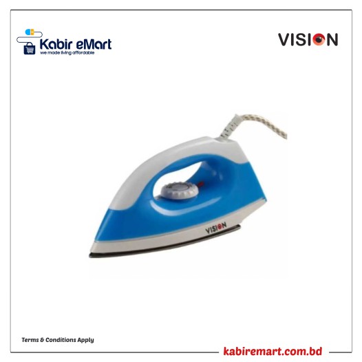 VISION Electric Iron 1000W Overheat Protection VIS-198 Multi color