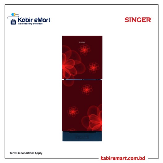 SINGER Bottom Mounted Refrigerator | 215 Ltr | FBDS225-RG | Red Singer Refrigerator