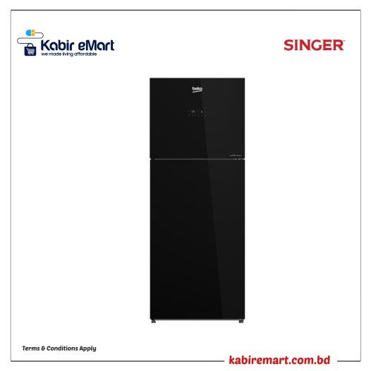 BEKO Top Mount Refrigerator 340 Ltr Black Glass Door Refrigerator