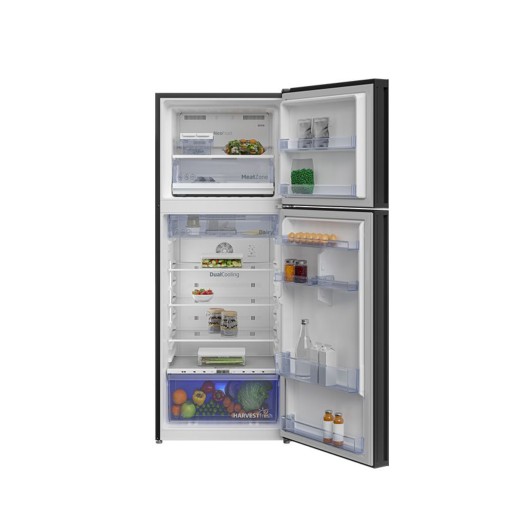 BEKO Top Mount Refrigerator  375 Ltr Black Glass Door Singer Refrigerator