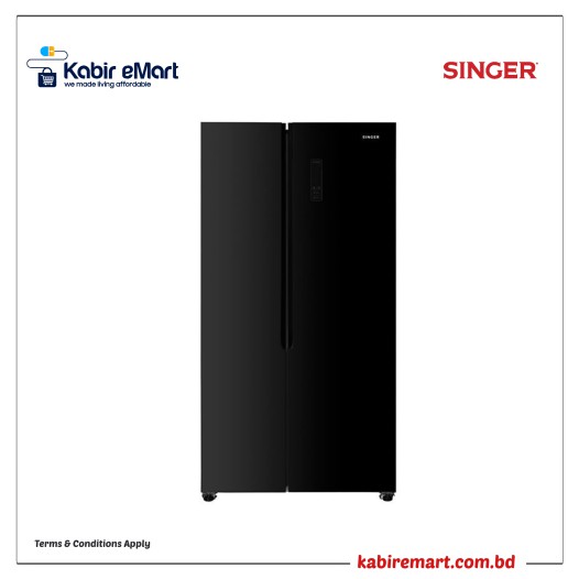 SINGER Side by Side Inverter Refrigerator 532 Ltr SBSNS521NBG  Black Refrigerator