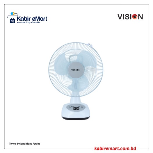 VISION Rechargeable Table Fan 1 White With USB Charger