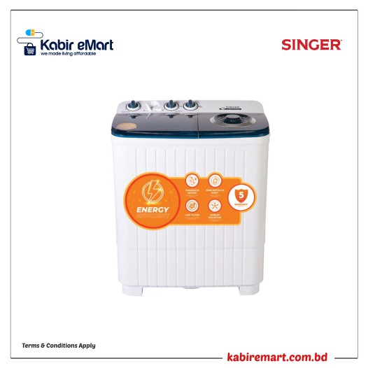 SINGER Semi Auto Washing Machine 7.0 KG S100ATT70ATPKB1