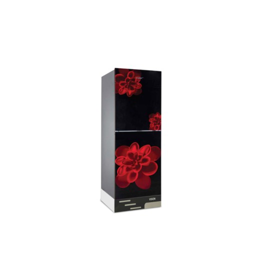 VISION Glass Door Refrigerator Re-200l Red Rose Flower