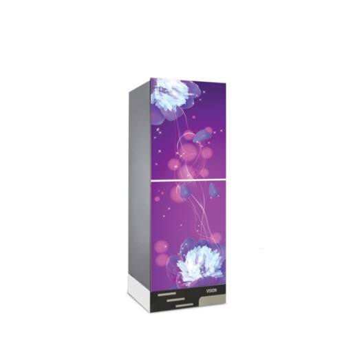 VISION Glass Door Bottom Mount Refrigerator RE-185 Liter Purple Peony