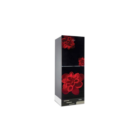 VISION Glass Door Top Mount Refrigerator RE-262L Red Rose Flower