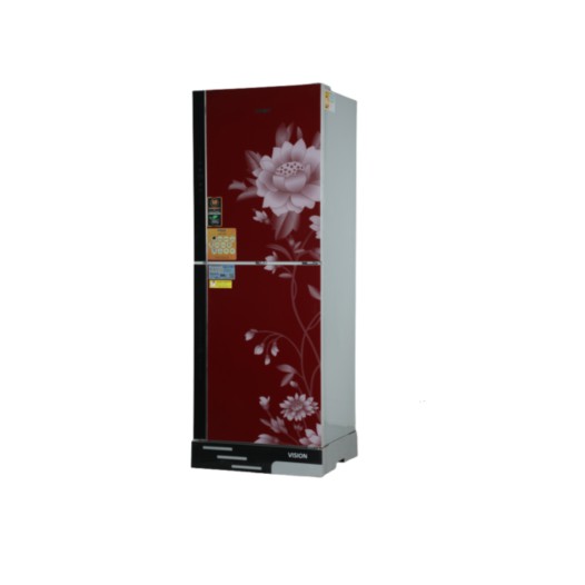 VISION Glass Door Refrigerator RE-356 Liter Red Flower Top Mount