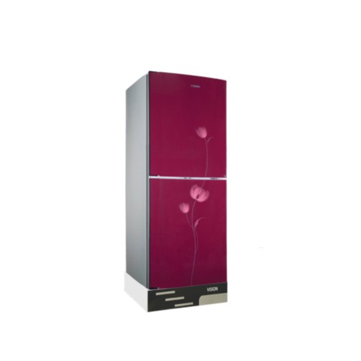 VISION Glass Door Refrigerator RE-142 Liter Red Flower Top Mount