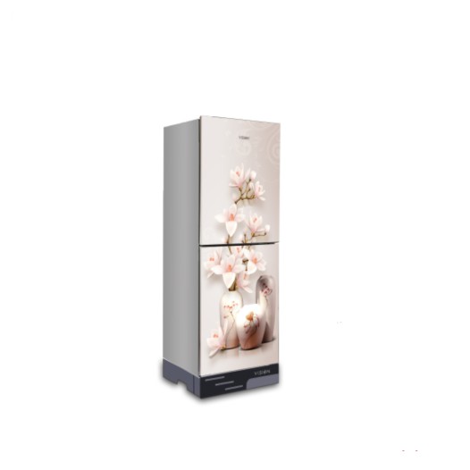 VISION Glas Door Refrigerator RE-222 Liter Vase W Magnolia Flower Top Mount