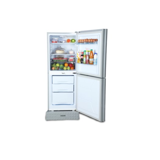 VISION Glass Door Refrigerator RE-185L Lily Orange Bottom Mount