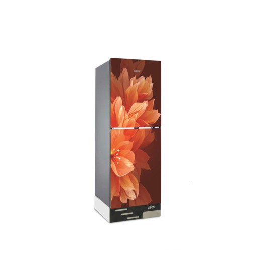 VISION Glass Door Refrigerator RE-185L Lily Orange Bottom Mount