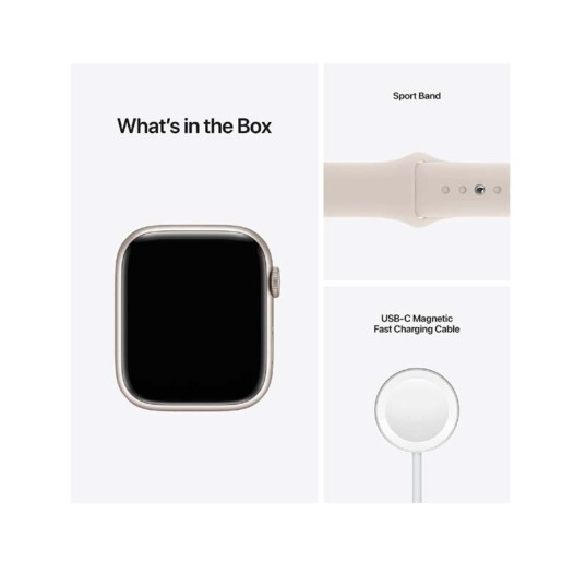 Apple Watch Series 7 GPS, 45mm Starlight Aluminum Case with Sport Band