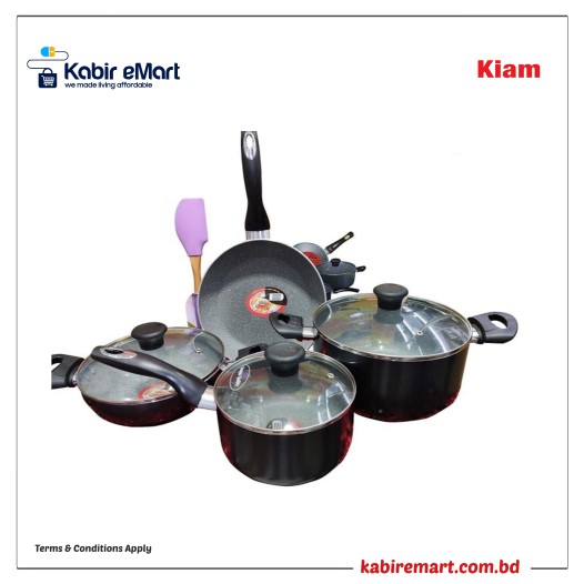 Kiam 7 Pieces Marble Die-Casting Aluminium Cookware