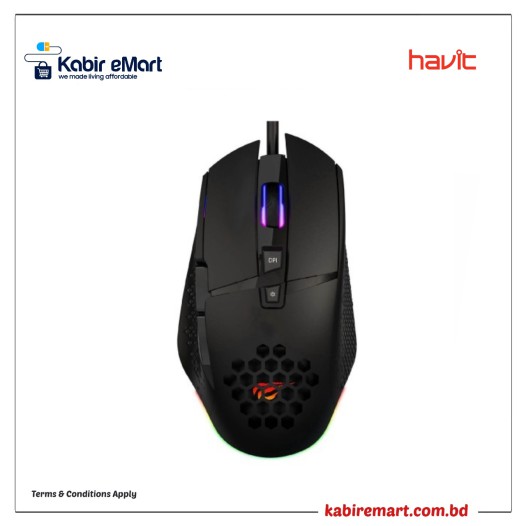 Havit HV-MS1022 RGB LED Honeycomb Design 8 Buttons Gaming Mouse