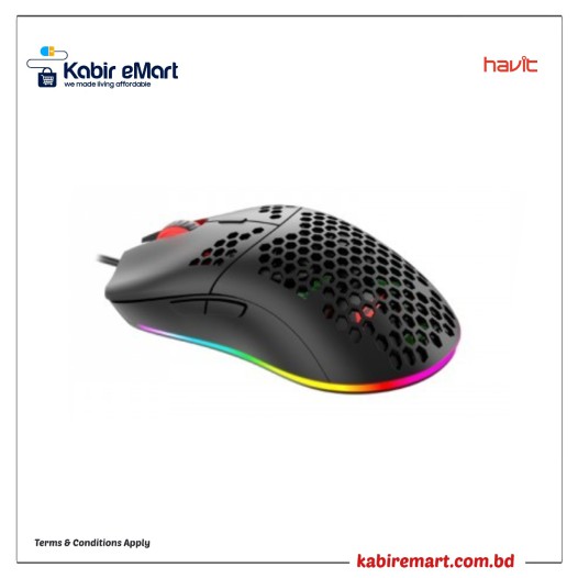 Havit GAMENOTE MS1023 RGB Backlit Programmable USB Gaming Mouse Black