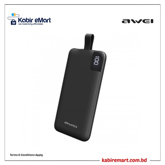 AWEI P67K 10000 mah Multiple Output Power Bank With Black Cable