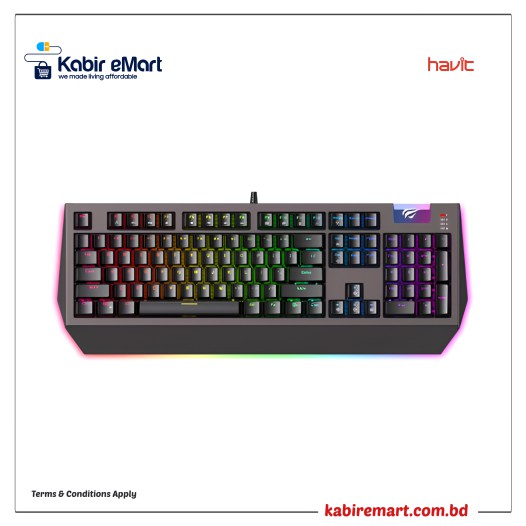 Havit KB872L RGB Backlit Multi-Function Blue Switch Mechanical Gaming Keyboard