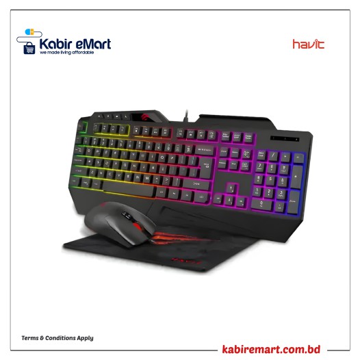 Havit KB889CM RGB Gaming Keyboard, Mouse & Mouse Pad 3-IN-1 Combo