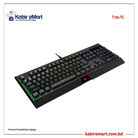 HAVIT KB858L-Pro 104 Keys Rainbow Backlit Wired Gaming Keyboard