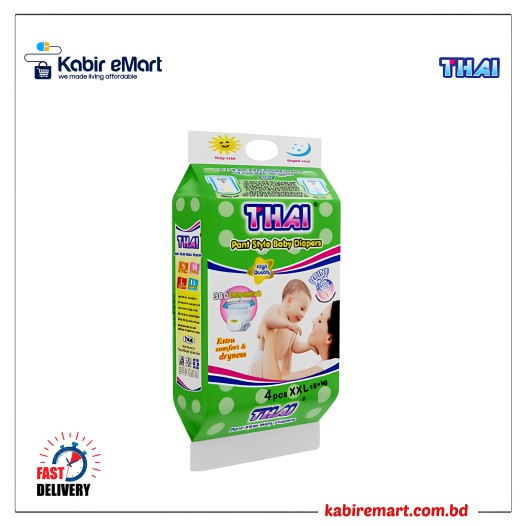 Thai Pant System Baby Diapers -XXL Size (15-25 kg)  4pcs