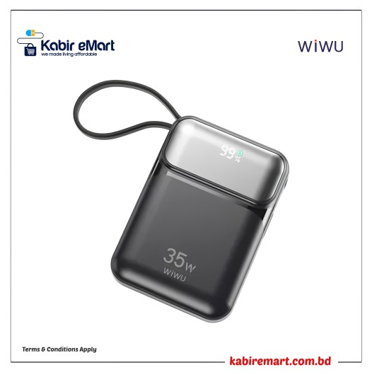 WiWU Galaxy Series Wi-P036 35W 20000mAh Power Bank with Built-in Lightning and USB-C Cable