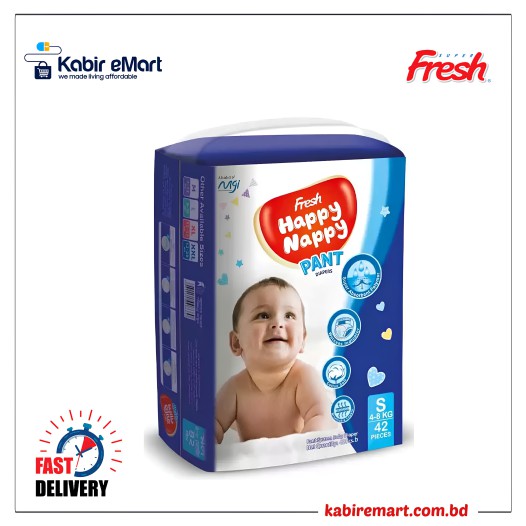 Fresh Happy Nappy Pant Diaper S (4-8 kg) 42 pcs