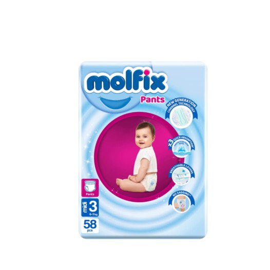 Molfix Baby Diaper Pants Jumbo Midi( 6-11 kg) 58 Pcs