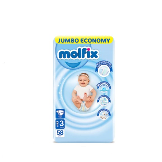 Molfix Jumbo Belt Midi( 4-9 Kg )58 Pcs