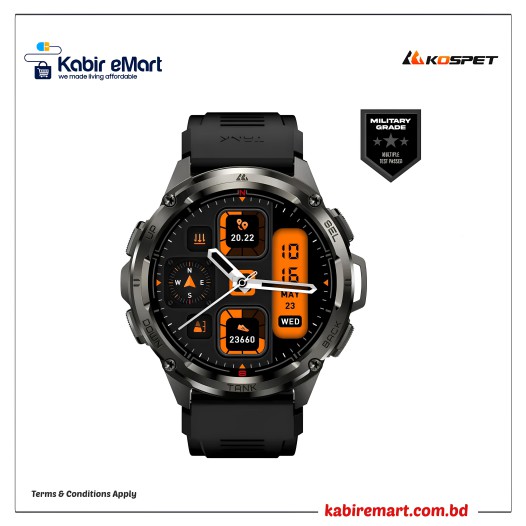 Kospet Tank T3 Ultra Rugged Bluetooth Calling Smartwatch With Dual-Band GPS