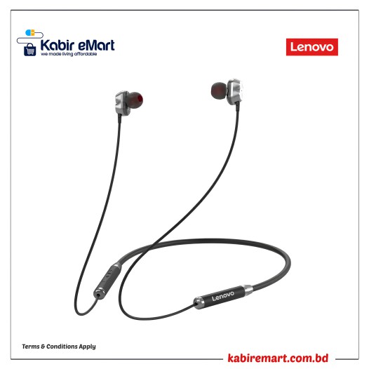 Lenovo HE08 Neckband Dual Dynamic Bluetooth Earphone