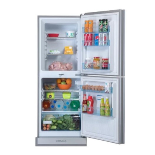 KONKA Refrigerator-KRB-190GB-3D Red Magnolia-2-Door, Bottom Freezer 190 L