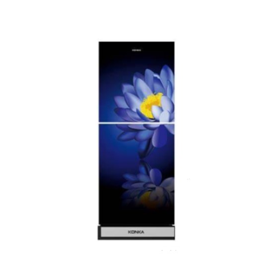 KONKA Refrigerator-KRB-190GB-3D Blue Water Lily-2-Door, Bottom Freezer 190 L