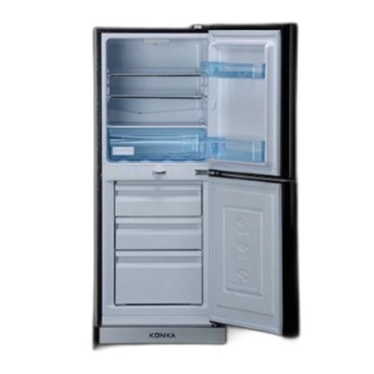 KONKA Refrigerator-KRB-190GB-3D Green Lily-2-Door, Bottom Freezer 190 L