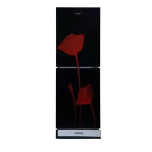 KONKA Refrigerator-KRT-200GB Glass Mirror Red Tulip-2-Door, Upper Freezer 200 L