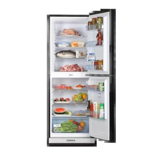 KONKA Refrigerator-KRT-282EIGB-Glass Mirror, Upper Freezer, Electronics Control, Digital Display with Inverter Technology 282 L