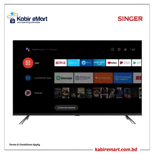 SINGER Primax S55 SLE55U5000GOTV 55 Inch 4K Android Google TV