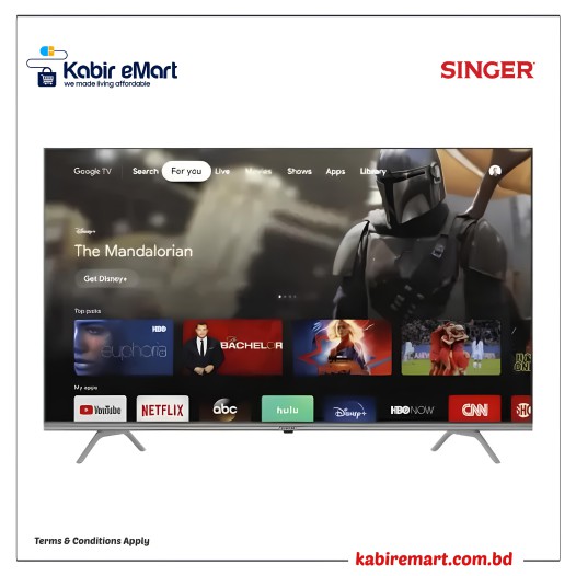 SINGER S50 SLE50G22GOTV 50 Inch Frameless 4K Android Google TV