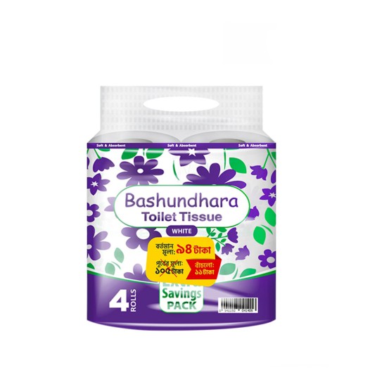 Bashundhara Toilet Tissue White Extra Savings Pack (Special Offer) 4 pcs