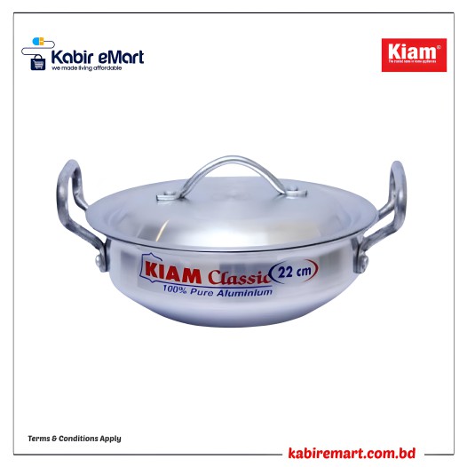 Kiam Wok Pan with Metal Handle - 22 cm