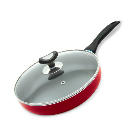 Non Stick Glamour Fry Pan with Lid (Marun) -28 CM Vigo Non Stick Fry Pan