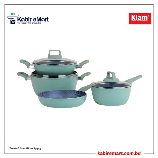 Kiam Die-Casting 7 Set Non-Stick Pan Ceramic Coated-Blue Color