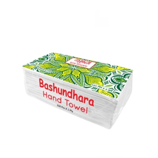 Bashundhara Tissue Hand Towel Tissue (White)-150pcs ×1 ply