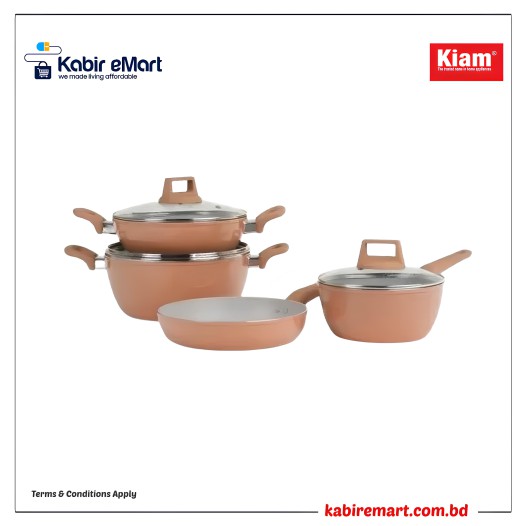 Kiam Die-Casting 7 Set Non-Stick Pan Ceramic Coated-Brown Color