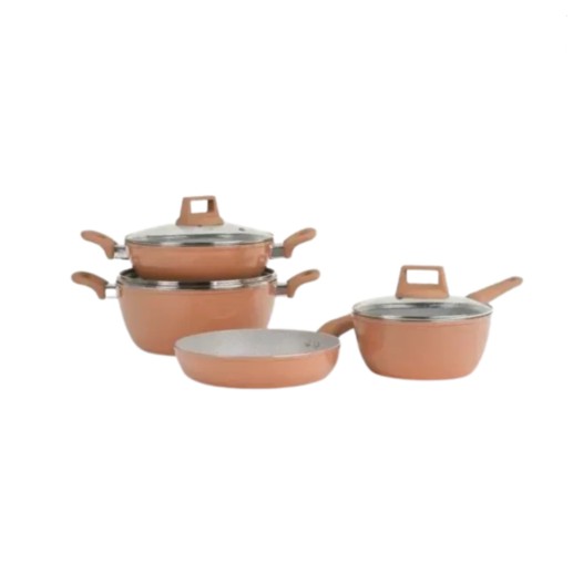 Kiam Die-Casting 7 Set Non-Stick Pan Ceramic Coated-Brown Color