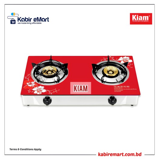 Kiam Gas Stove with Glass-Double Barner -G-46 LPG