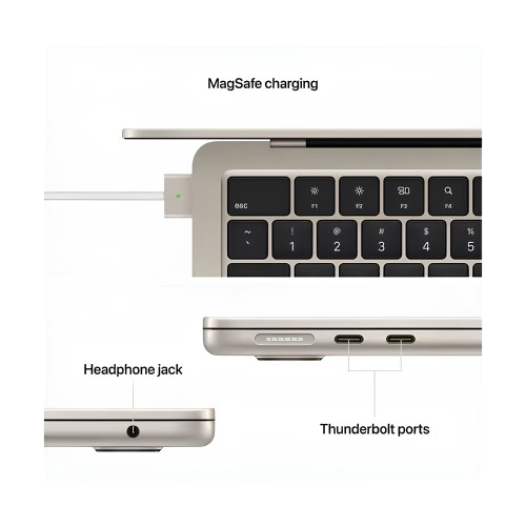 Apple MacBook Air 13 inch M3 Chip (2024) Liquid Retina Display 8GB RAM 256GB SSD Starlight #MRXT3LL/A, MRXT3ZP/A