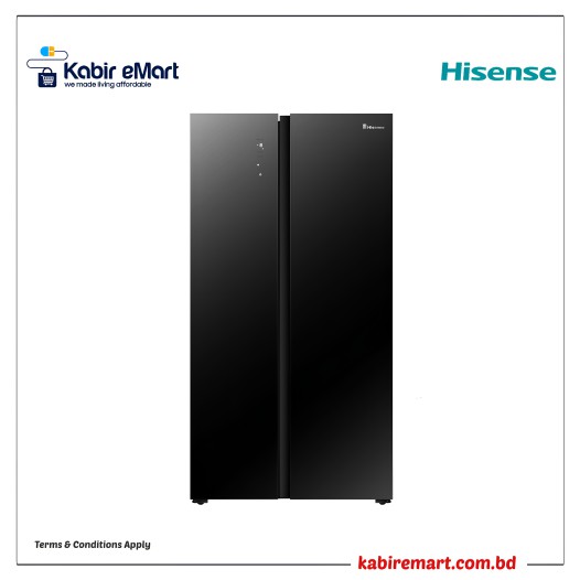 Hisense 566 L Side by Side Refrigerator-Black (Glass Door)