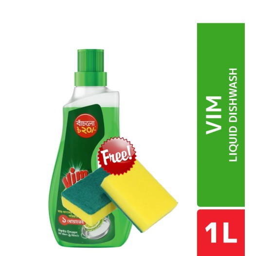 Vim Dishwashing Liquid 1lt Dish Scrubber Free