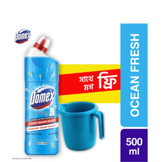 Domex Toilet Cleaning Liquid Ocean Fresh 500ml Mug Free